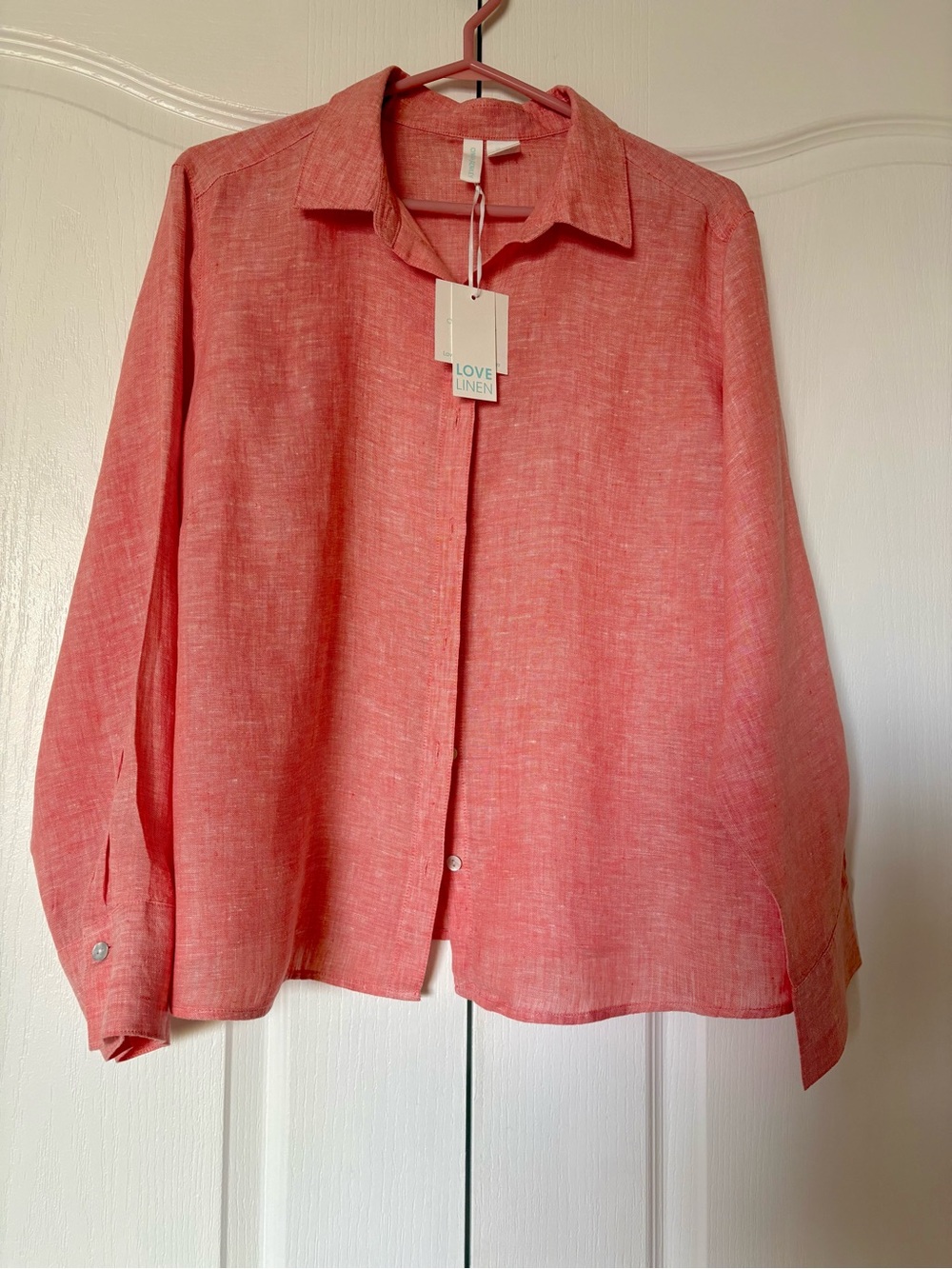 Cynthia Rowley Coral Linen Button-Down Shirt